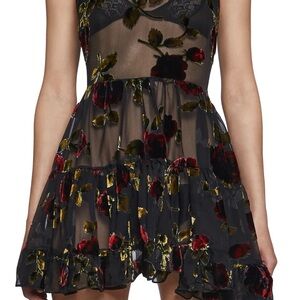 Dolls Kill Sheer Black Floral Mini Dress